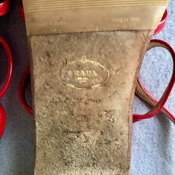 Prada Red Patent Leather Sandals. - Picture 6 of 7